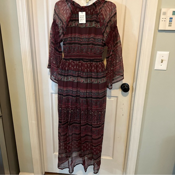 Revolve Boemo Bastille Midi Dress in Maroon Tiered Size Small NWT - Picture 10 of 14